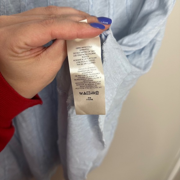 We The Free Women's Light Blue Linen‎ Cotton Relaxed Fit Short Sleeve Top Medium - Picture 5 of 7